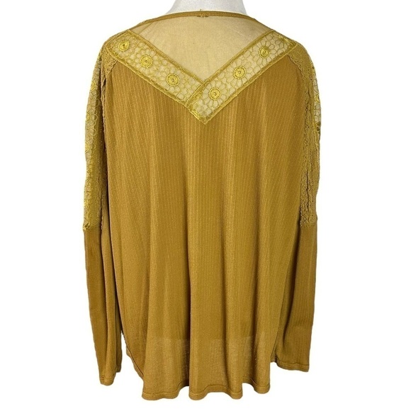 Free People Lola Lace Long Sleeve Top in Alchemy Mustard Gold Small Hi Lo - Picture 11 of 15